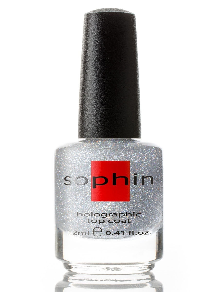 Sophin Верхнее покрытие с голографическими частицами, Серебро Top Coat, 12мл
