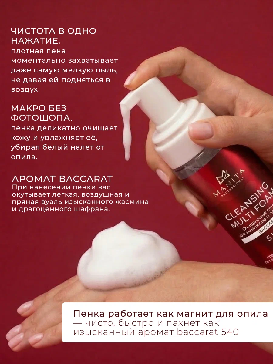Manita Professional Пена Очищающая для маникюра и педикюра 4 в 1 "BACCARAT" 200 ml