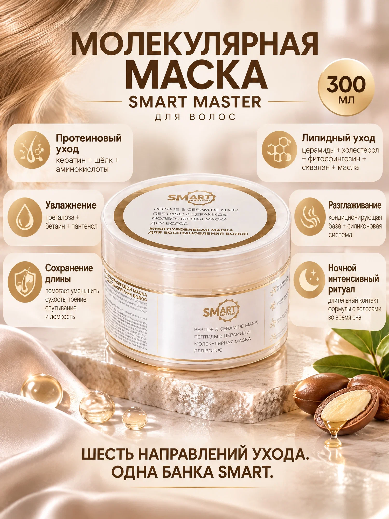 Smart Master Молекулярная маска для волос, 300 мл