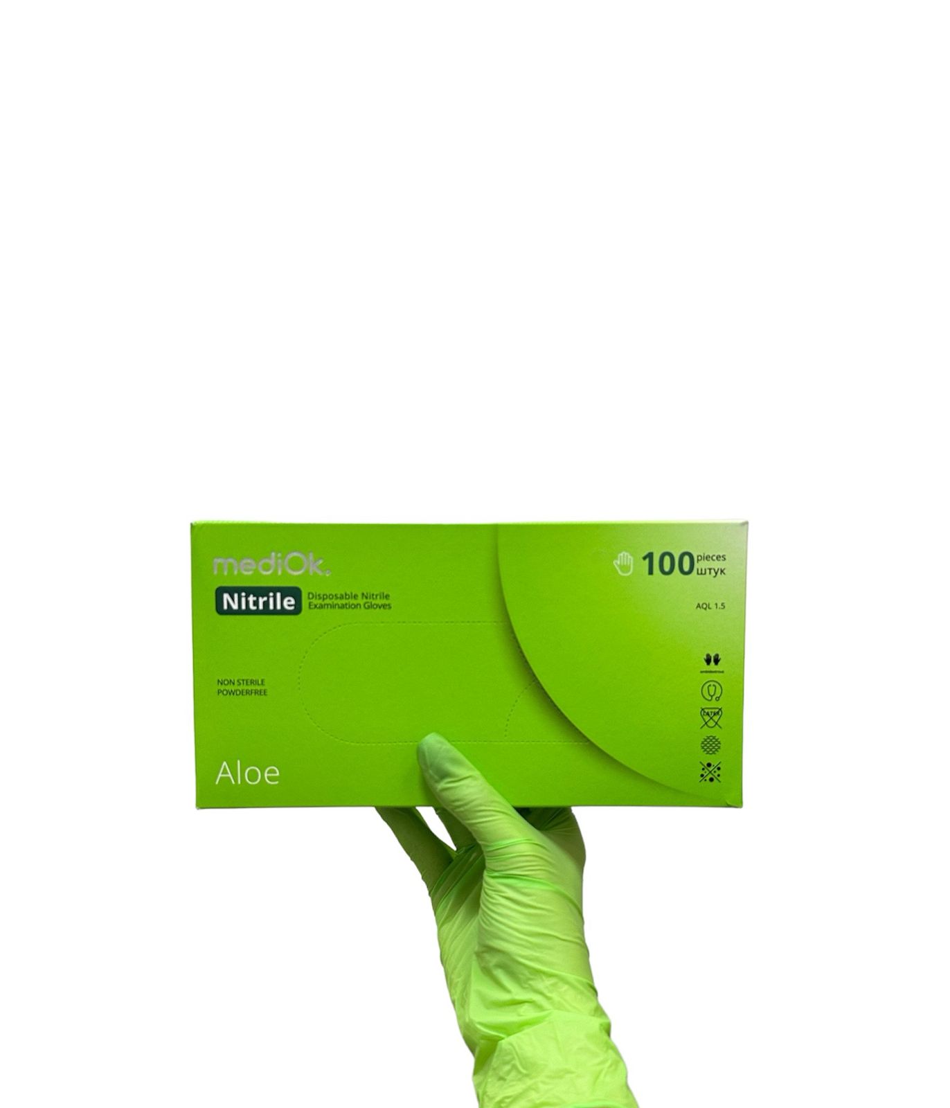 Перчатки mediOk нитриловые, цв. Зеленый (ALOE), размер M