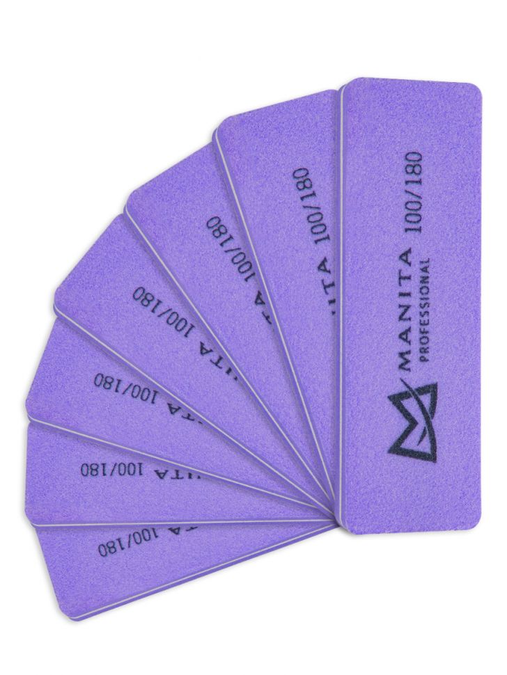 Manita Professional Мини прямоугольник ФИОЛЕТОВОГО 100/180 грит, 20 шт/уп