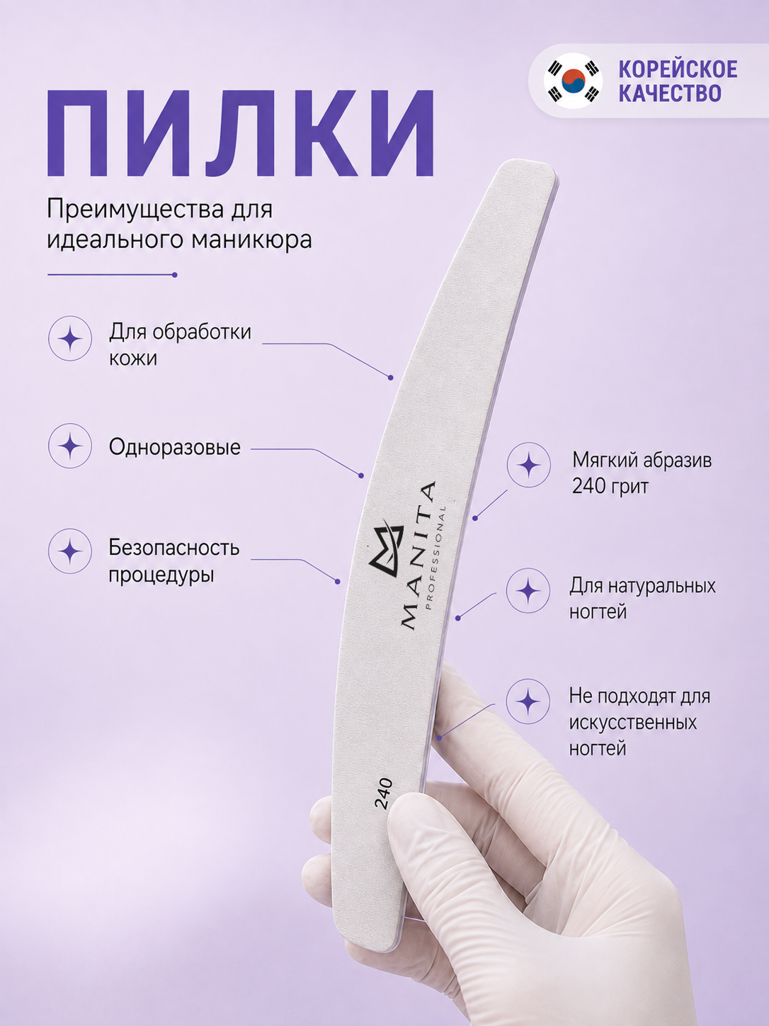 Manita Professional Набор для пилочного маникюра (основа+файлы)