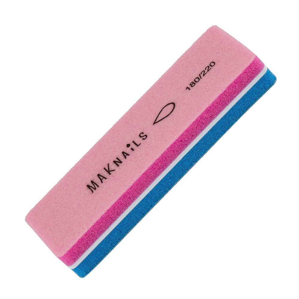 MAKnails Баф Шлифовочный MINI Розово-голубой, 180/220гр