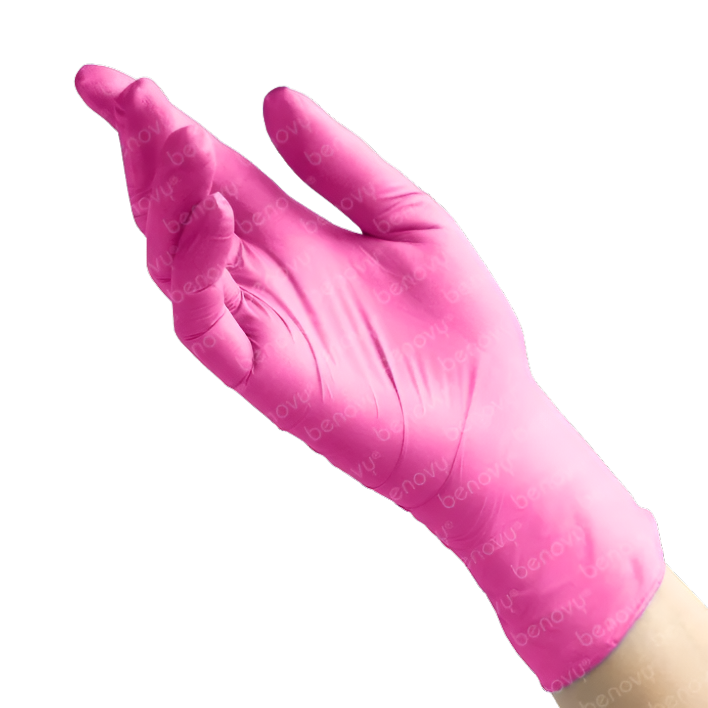 Перчатки Нитриловые BENOVY Фуксия размер M 100шт