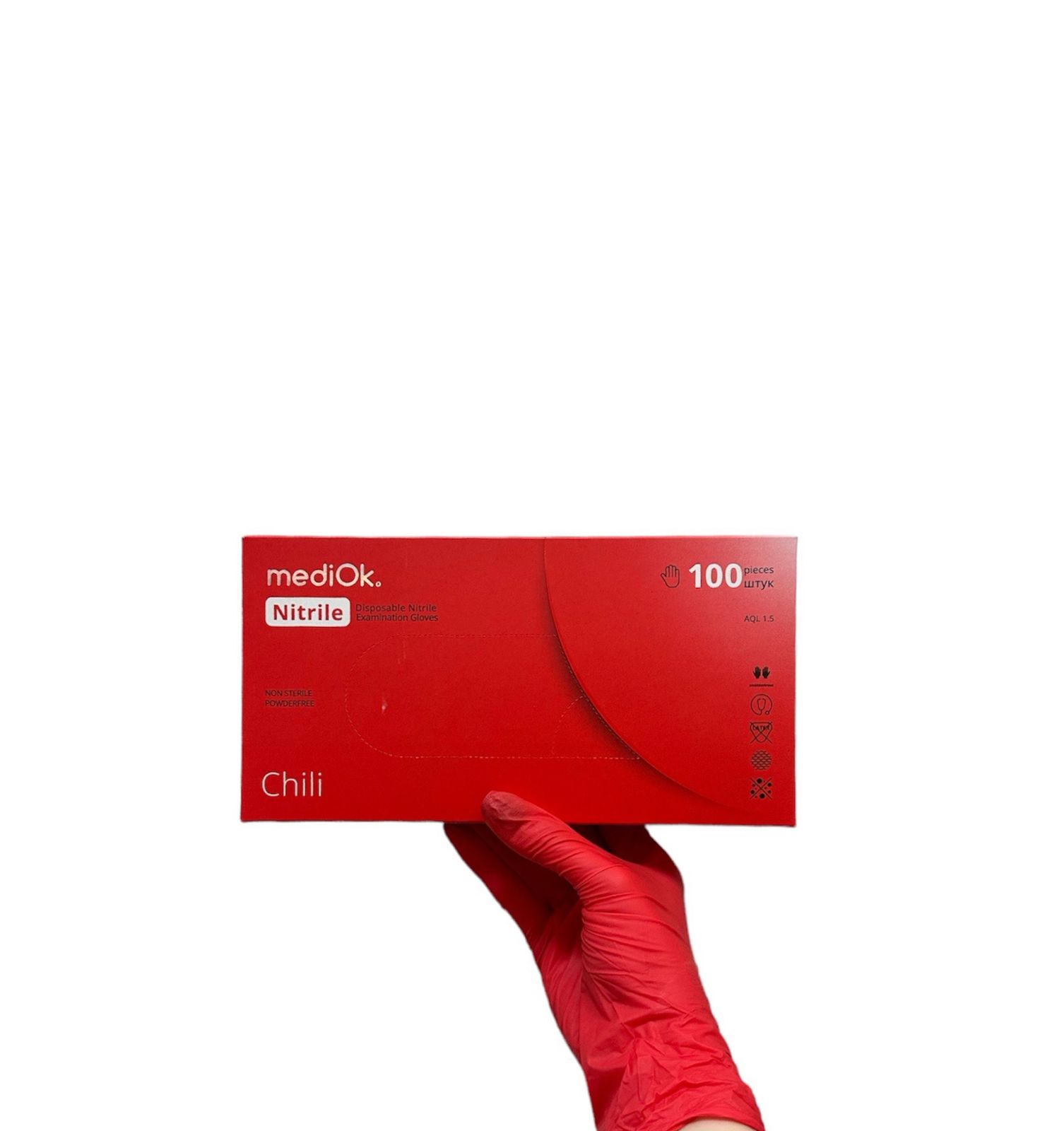 Перчатки mediOk нитриловые, цв. Красный (CHILI), размер M