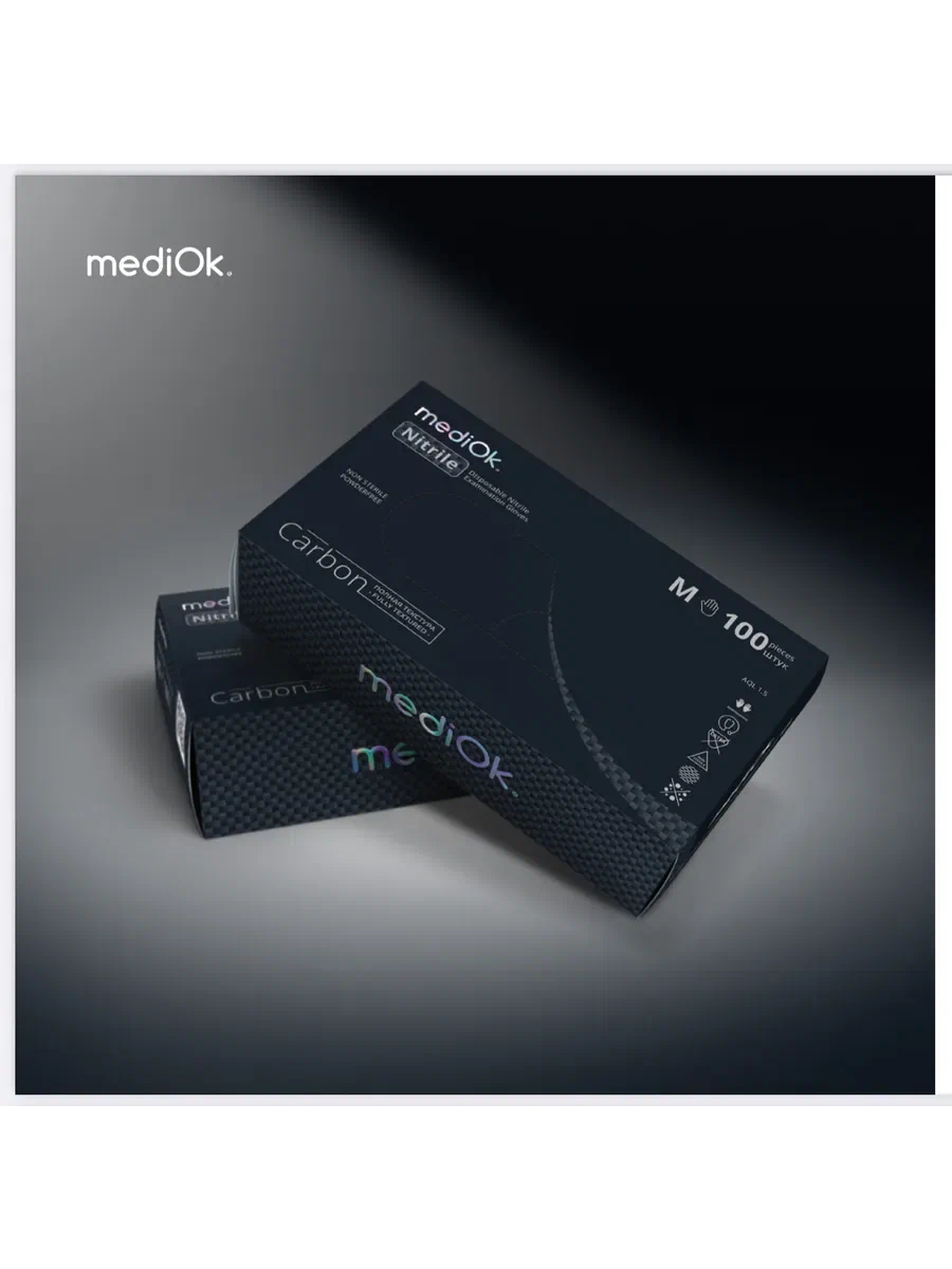 Перчатки mediOk нитриловые, цвет Черный (Carbon), размер M