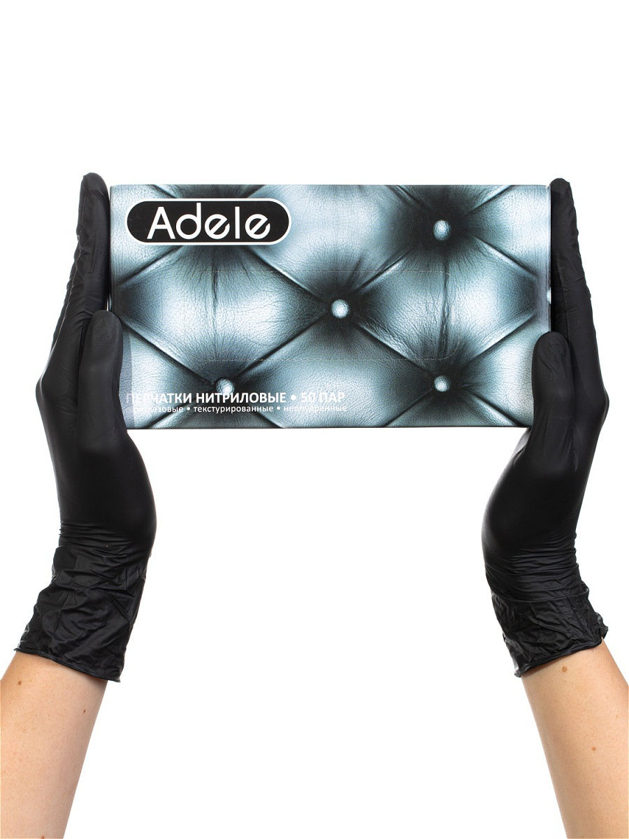 Adele Перчатки Нитриловые Черные размер - XS - 100шт
