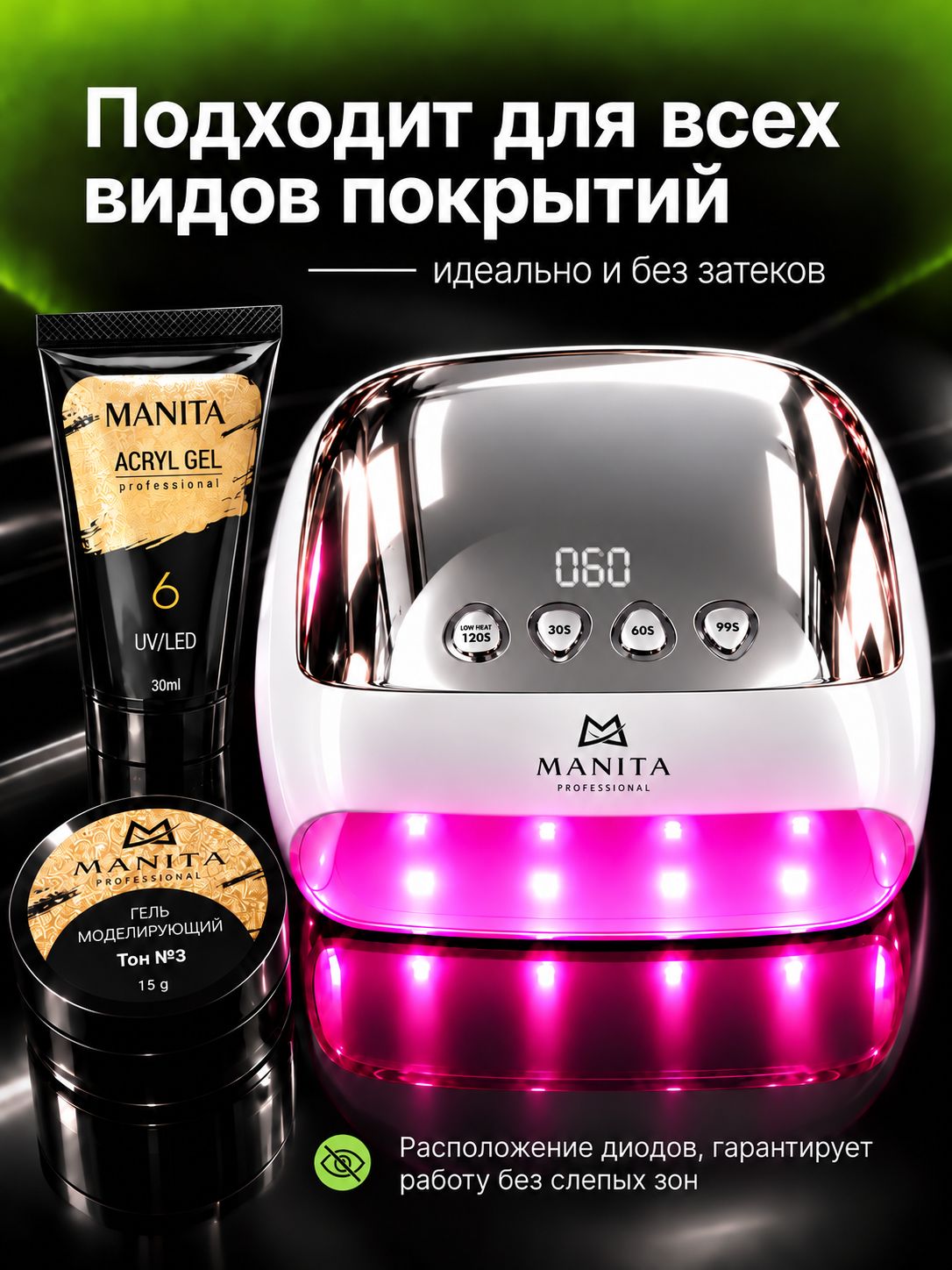 Manita professional Лампа LED/UV 256W MP-118 БЕЛАЯ