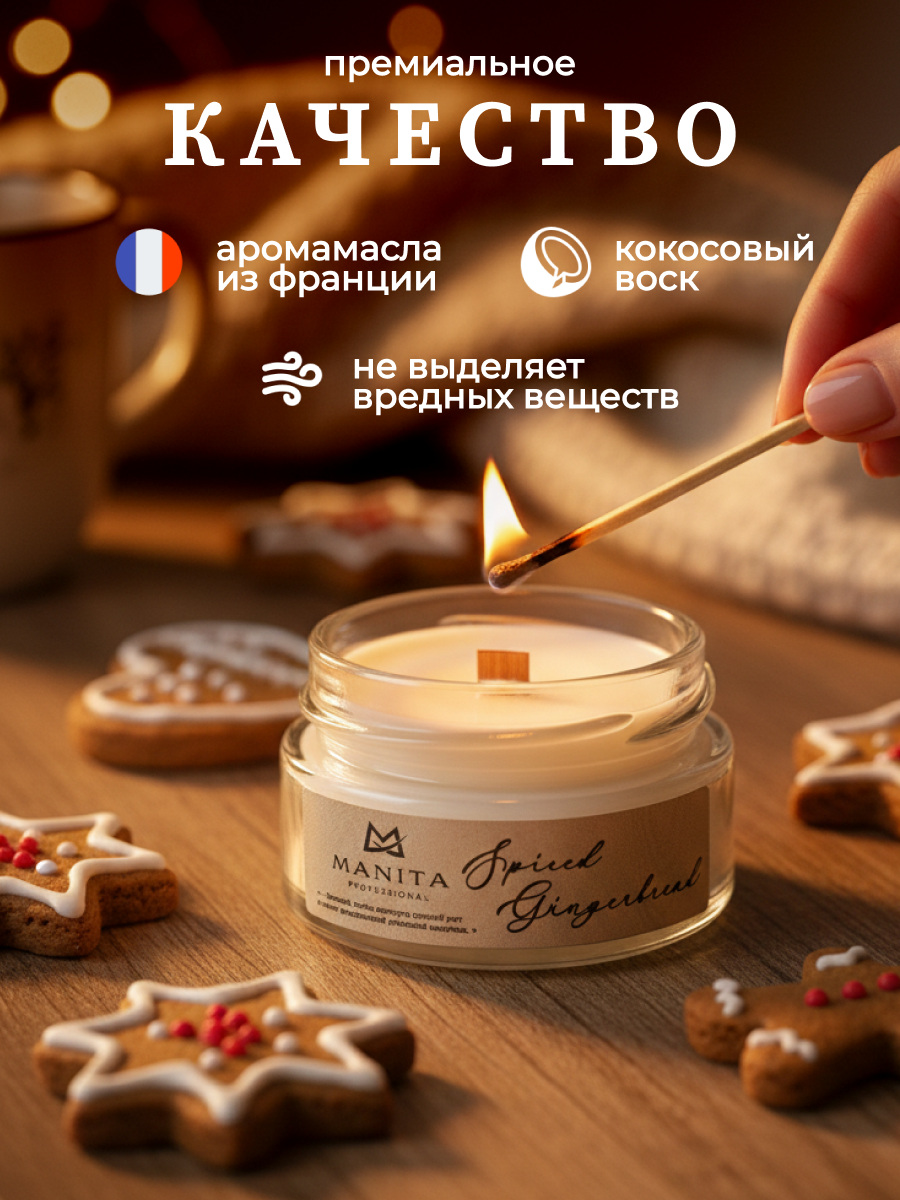 Ароматическая Свеча Manita Professional SPISED GINGERBREAD, 50 мл