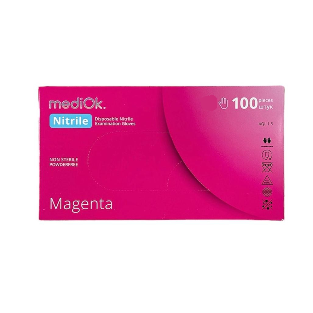 Перчатки mediOk нитриловые, цвет Розовый (Magenta), размер M