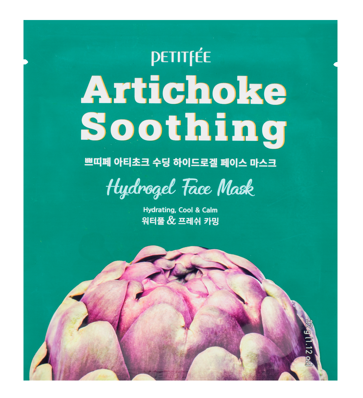 Petitfee Маска гидрогелевая с артишоком - Artichoke soothing hydrogel face mask, 32г