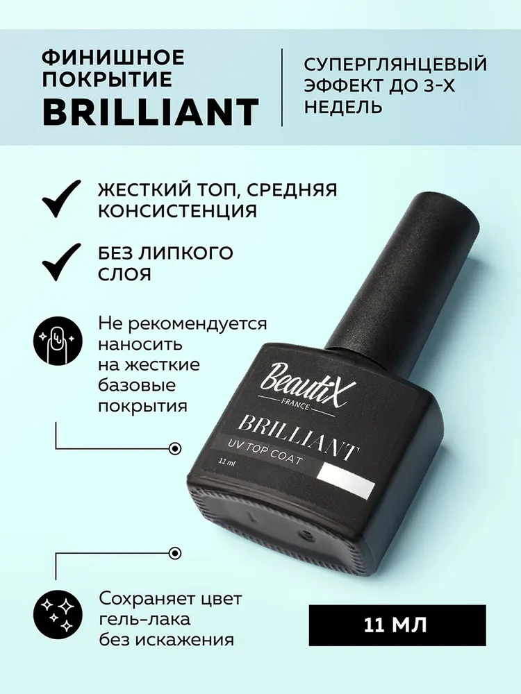 Beautix Финишное покрытие Brilliant (без липкого слоя), 11мл