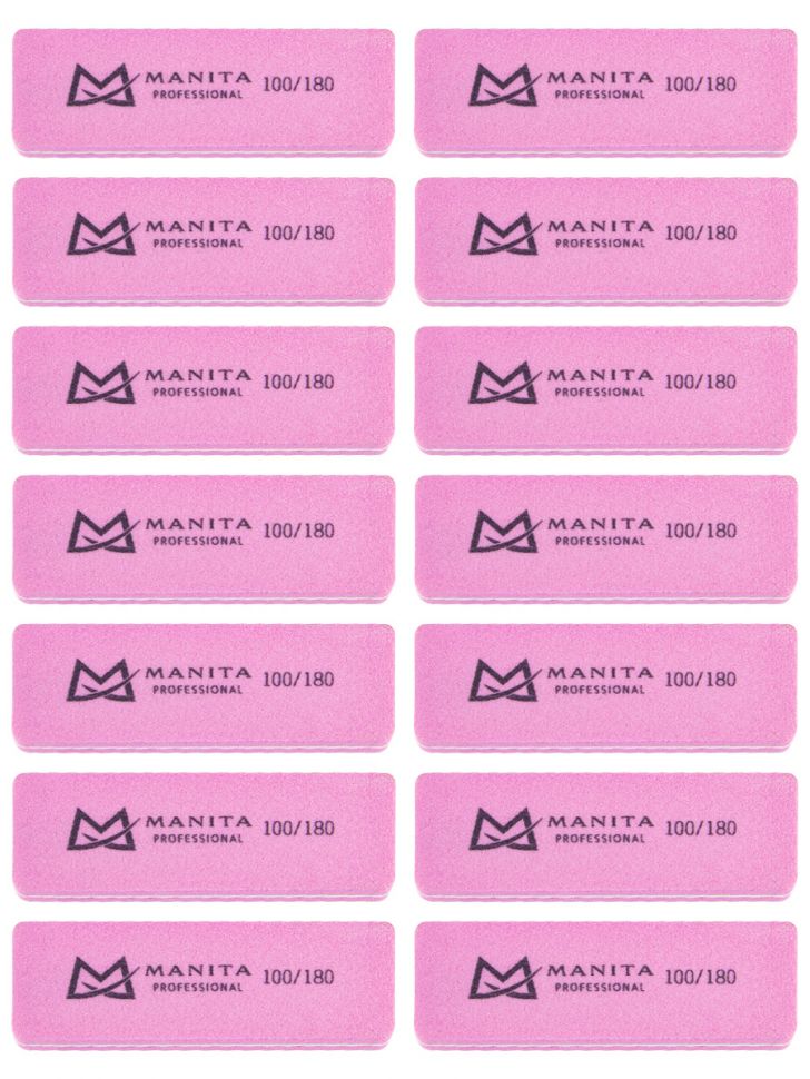 Manita Professional Мини прямоугольник РОЗОВЫЙ 100/180 грит, 20 шт/уп