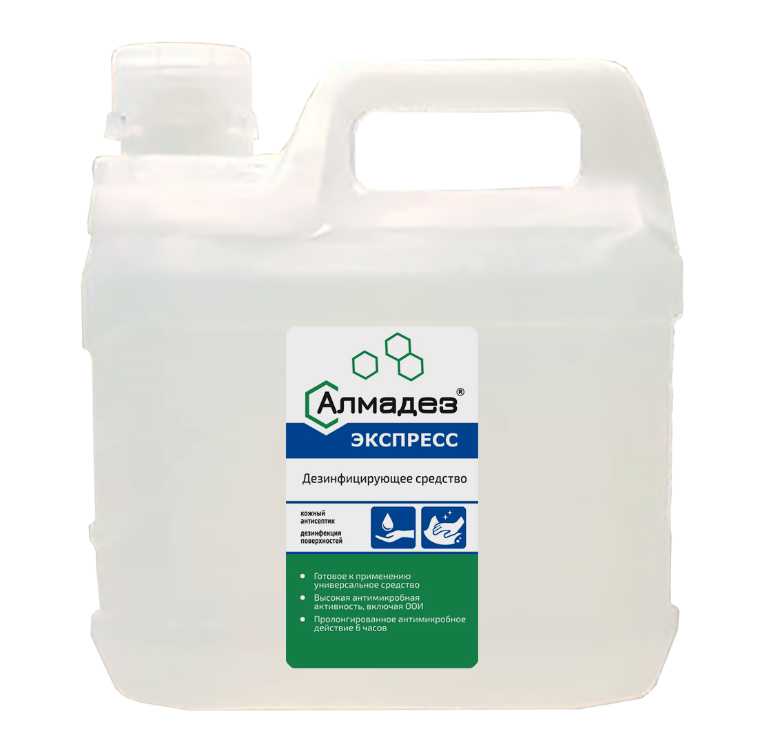 «Алмадез-экспресс» Средство 2 в 1: кожный антисептик и дезинфекция поверхностей, 3000 мл. (канистра)