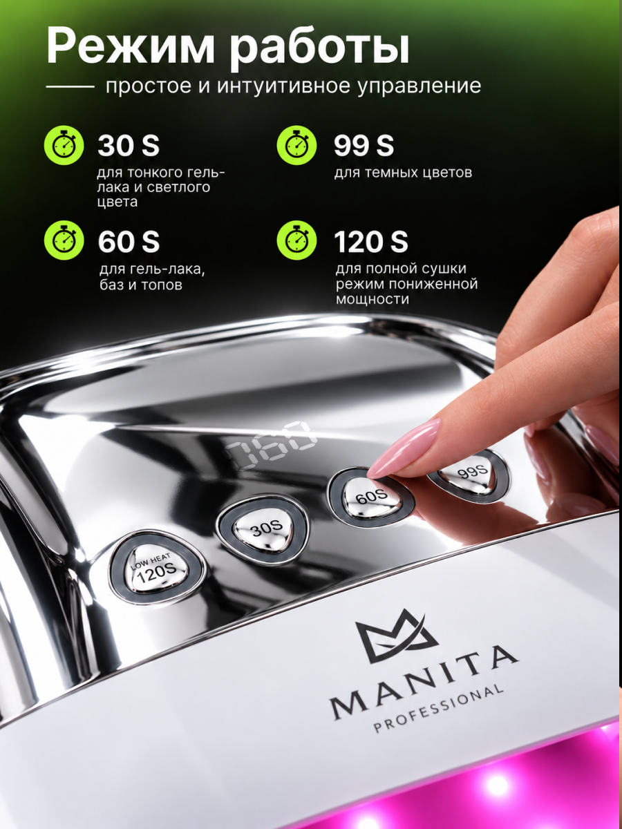 Manita professional Лампа LED/UV 256W MP-118 БЕЛАЯ