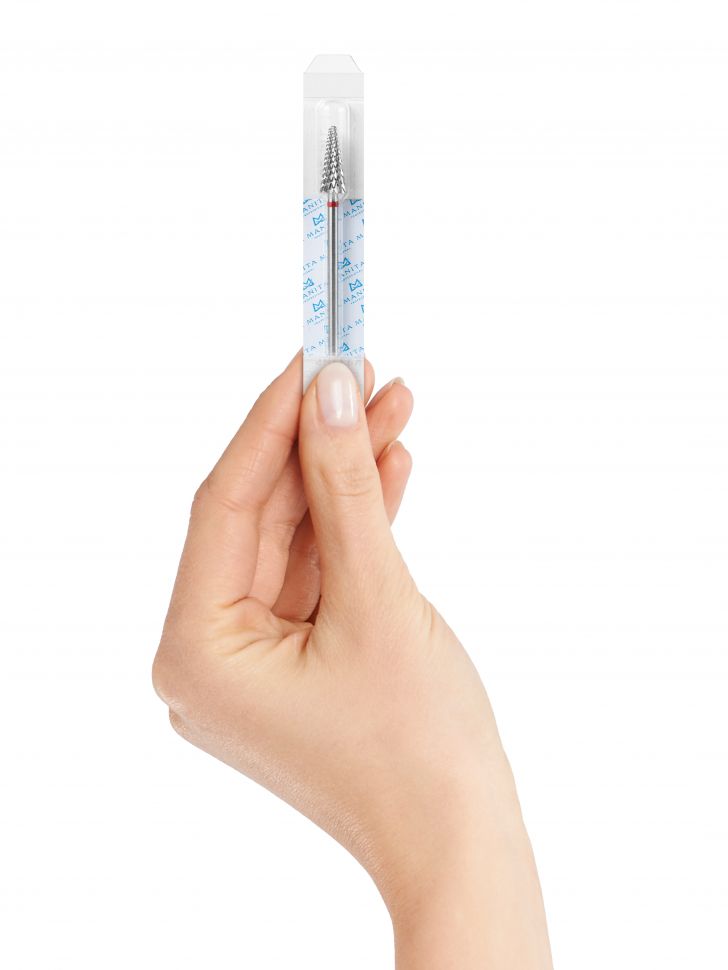 Фреза ТВС Конус (Ёлка) красная d 6,0 мм ФКДЕ 60-М L15, Manita Professional