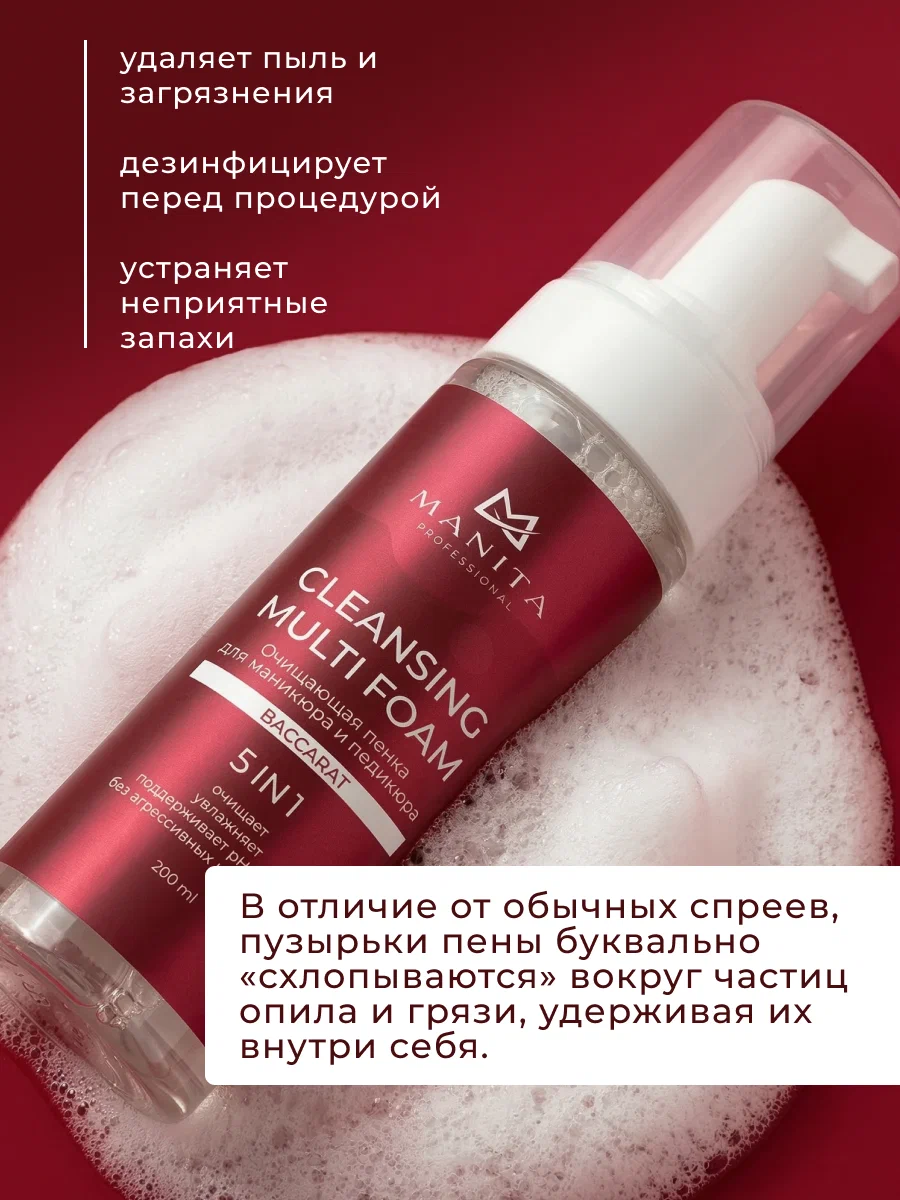 Manita Professional Пена Очищающая для маникюра и педикюра 4 в 1 "BACCARAT" 200 ml