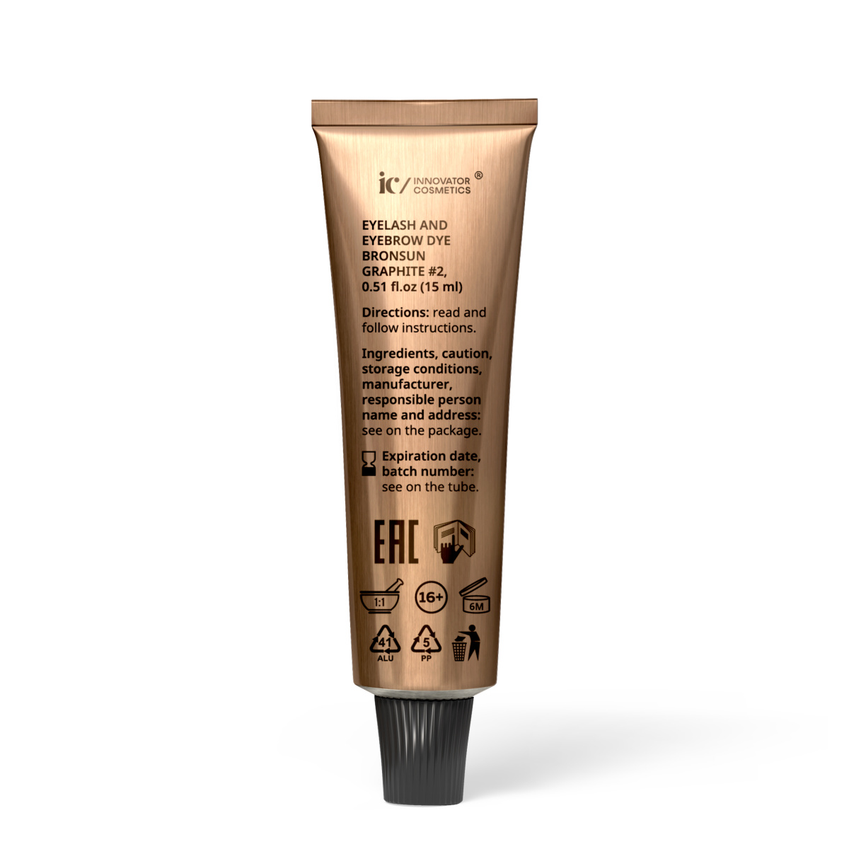 Bronsun Краска для ресниц и бровей Графит №2, 15мл