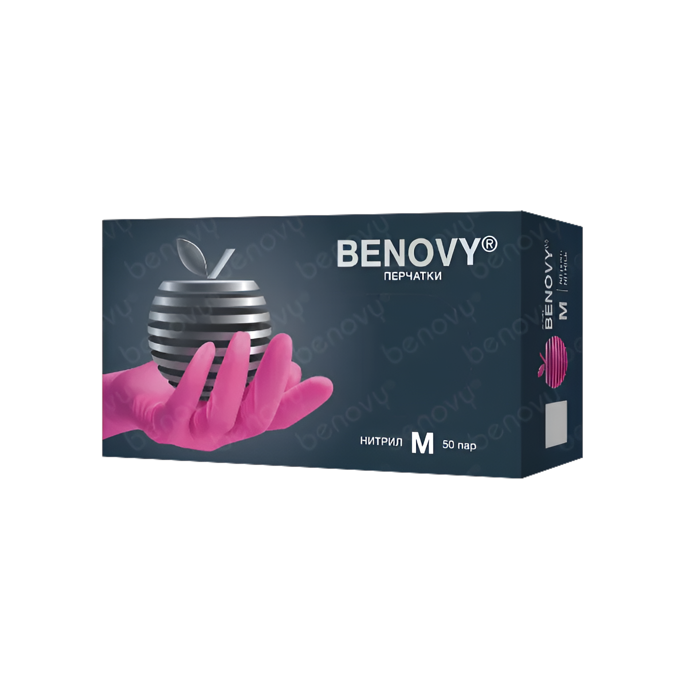 Перчатки Нитриловые BENOVY Фуксия размер M 100шт