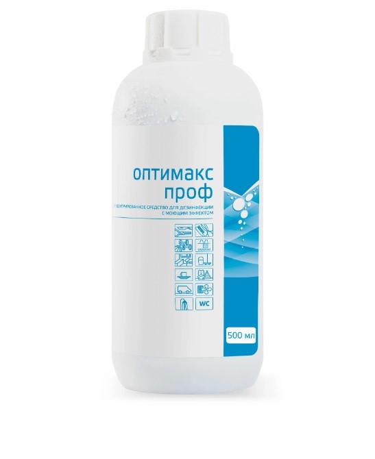 Оптимакс Проф универсальное концентрированное дезинфицирующее средство с моющим эффектом, 500 мл