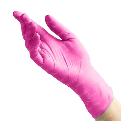 Перчатки Нитриловые BENOVY Фуксия размер S 100шт