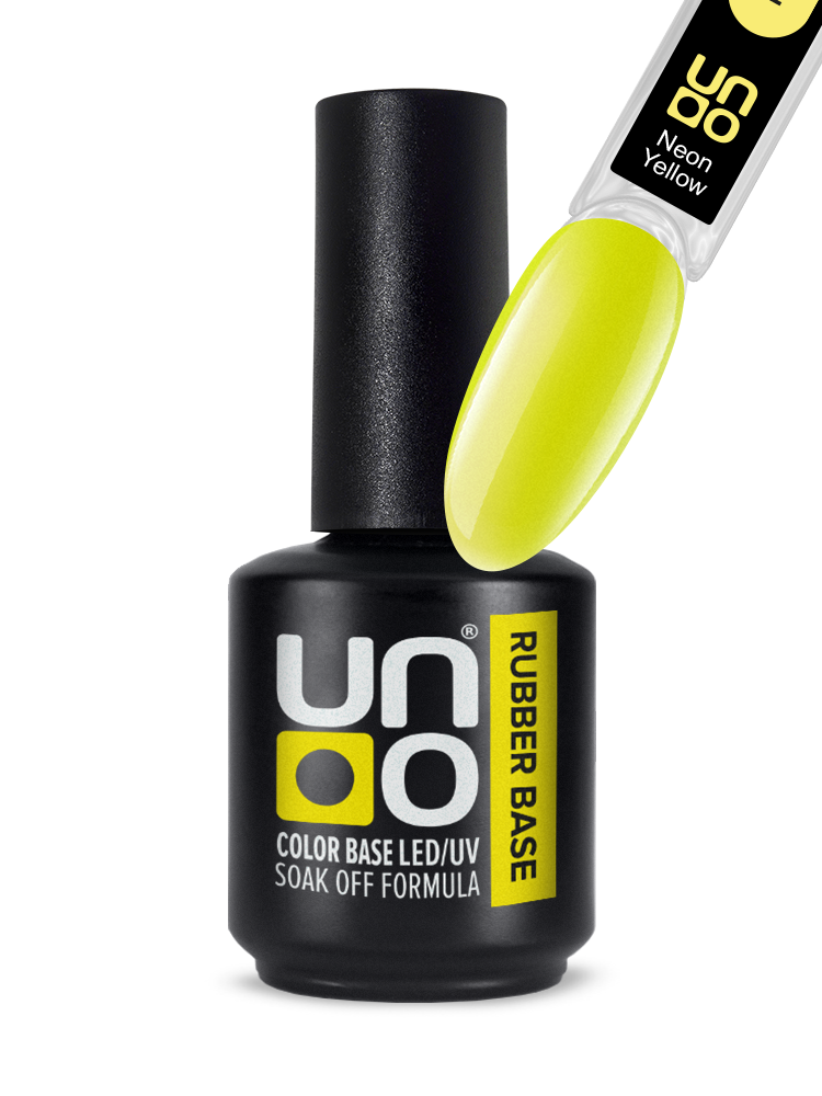 UNO Камуфлирующая база Color Rubber Base Neon Yellow, 12мл