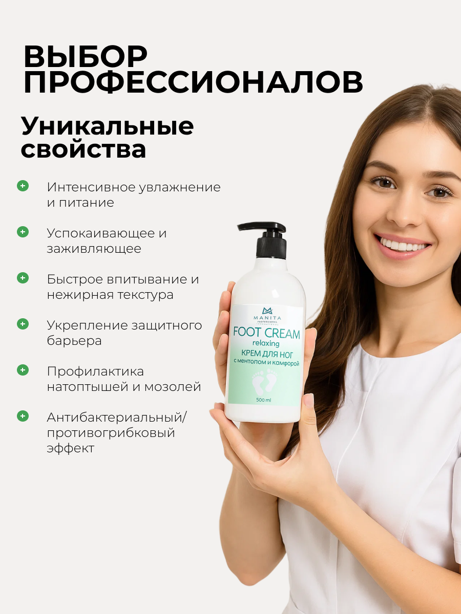 Manita Professional Крем для ног с ментолом и камфорой, 500 мл