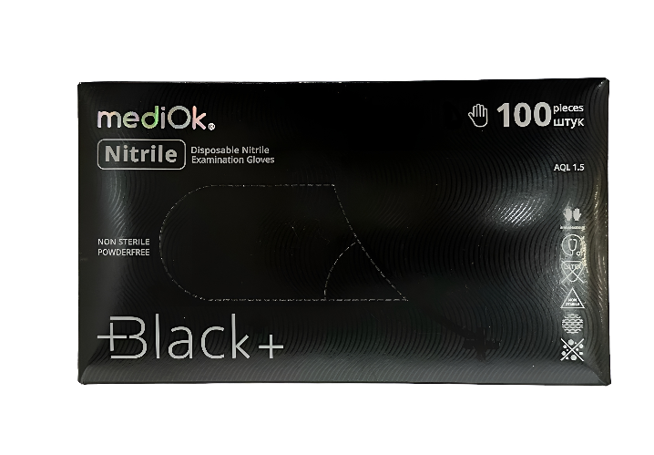Перчатки mediOk нитриловые, цвет Черный (Black+), размер S