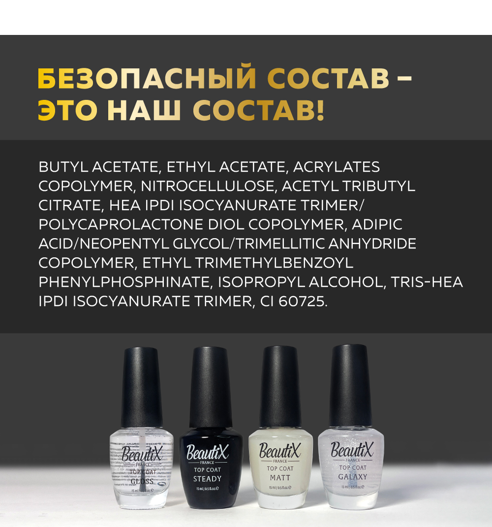 Финишное покрытие для лака BeautiX MATT, 15 мл Финишное покрытие для лака BeautiX MATT, 15 мл