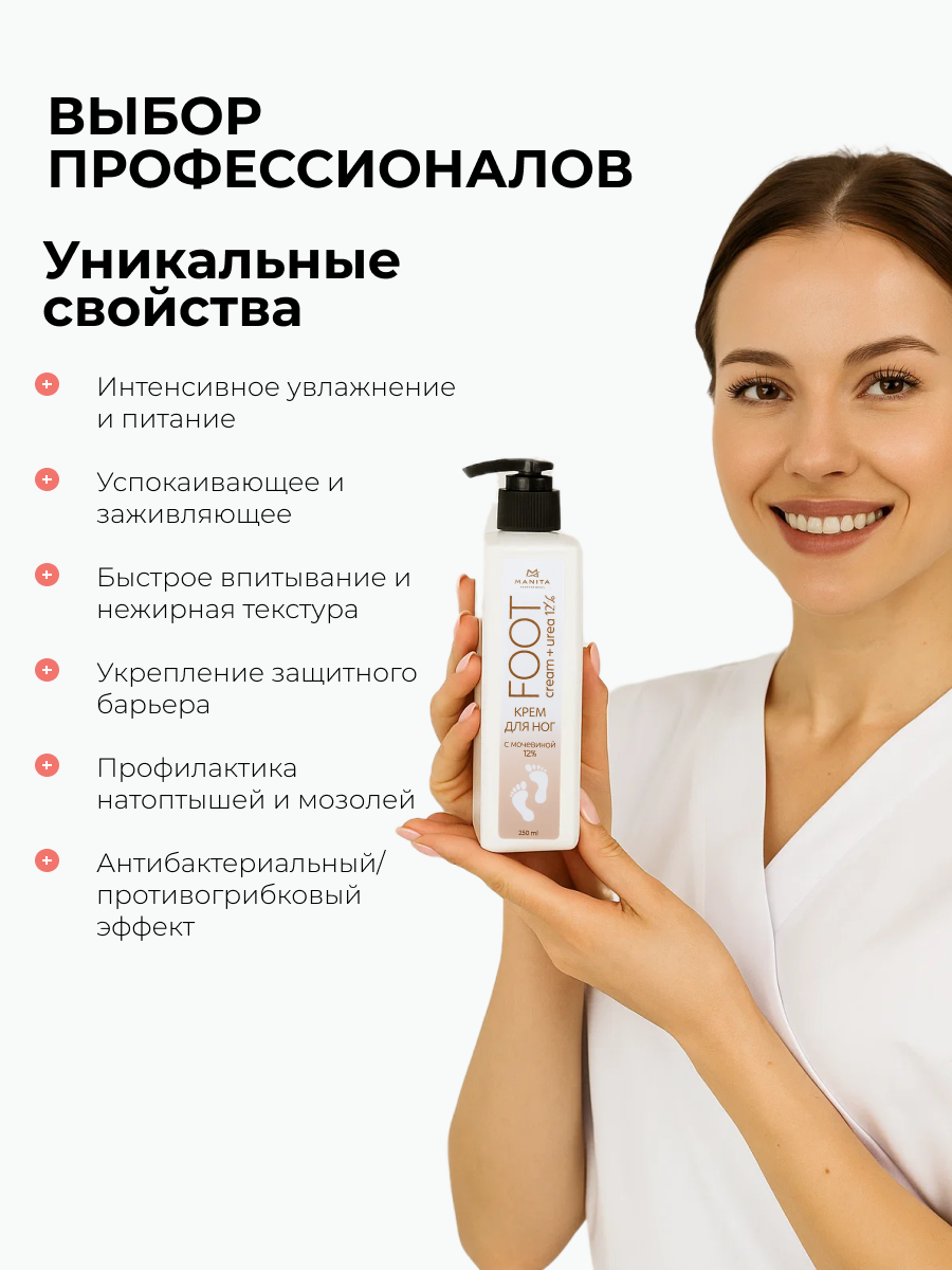 Manita Professional Крем для ног с мочевиной 12%, 250 мл
