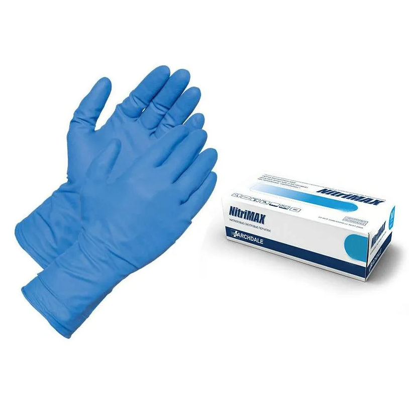 Nitrimax Перчатки Нитриловые Удлиненные ОСОБОПРОЧНЫЕ Голубые размер - S - 50шт