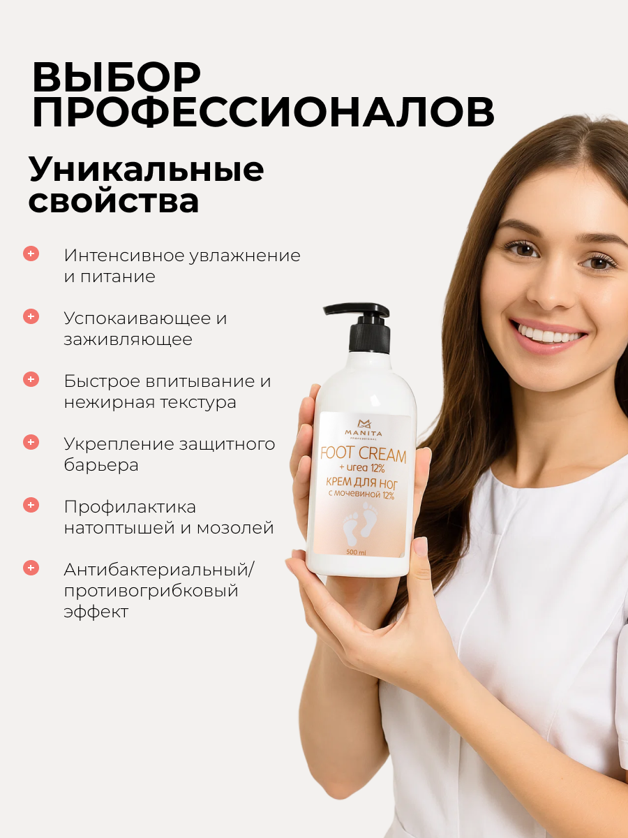 Manita Professional Крем для ног с мочевиной 12%, 500 мл 