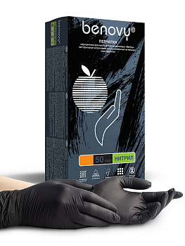 Перчатки Нитриловые BENOVY Черные XS 100шт