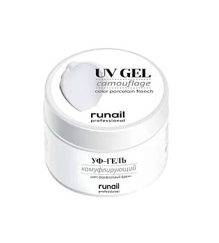 RuNail Камуфлирующий УФ-гель (Фарфоровый френч), 15г