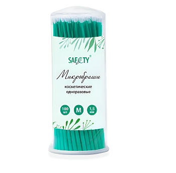 Безворсовые микрощеточки 1,5мм, зеленые, 100шт