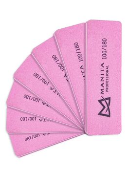 Manita Professional Мини прямоугольник РОЗОВЫЙ 100/180 грит, 20 шт/уп