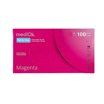 Перчатки mediOk нитриловые, цвет Розовый (Magenta), размер M