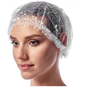Шапочка для душа, полиэтиленовая, прозрачная, 100шт. в пакете, Medicosm