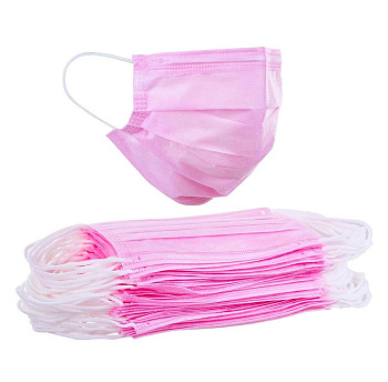 Маски одноразовые 3-х слойные, Розовые, 50шт 1-TOUCH