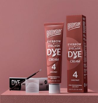 Bronsun Крем-краска для бровей и ресниц, цвет каштан #4, 15 мл