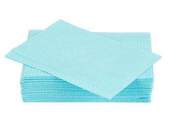 Салфетки ламинированные 33х45 см., 2-х слойные, рифленая бумага/полиэтилен, голубые, 500 шт в уп