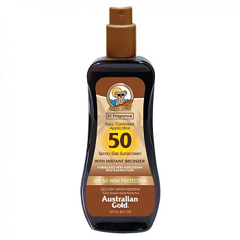Australian Gold Spray Gel SPF50 Солнцезащитный спрей с бронзатором 237мл