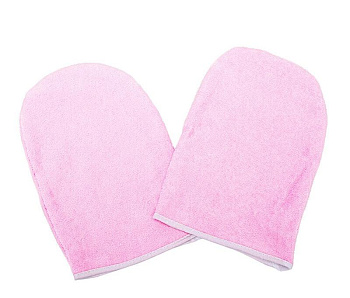 Махровые варежки для парафинотерапии Розовые, 1 пара