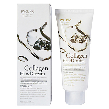 3W Clinic Крем для рук с морским коллагеном увлажняющий - Collagen hand cream, 100мл