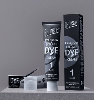 Bronsun Крем-краска для бровей и ресниц, цвет черный #1, 15 мл