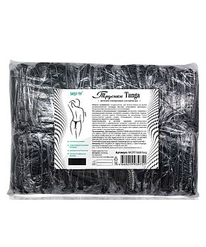 Трусики "Tanga" женские, нетканые, спанбонд, черные, 50 шт. в пакете SAF&TY