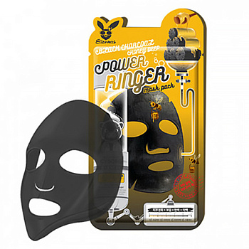 Elizavecca Маска тканевая с древесным углем и медом - Black сharcoal honey deep power mask, 23мл