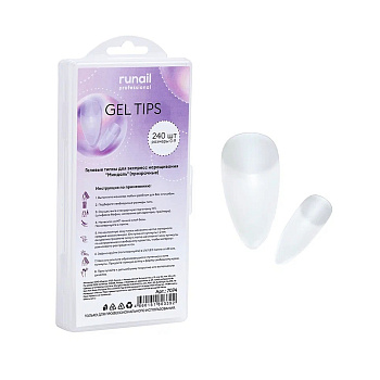 RuNail Гелевые типсы для экспресс наращивания "Миндаль"(прозрачные), 240шт