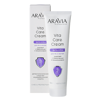 Aravia Professional Вита-крем для рук и ногтей защитный Vita Care Cream с пребиотиками и ниацинамидом, 100мл