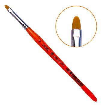 Planet Nails Кисть гелевая овальная из синтетического волоса № 6